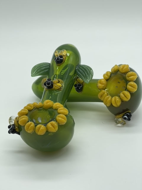 Bee Sunflower Glass Hand Pipe