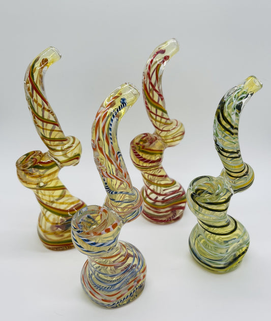 Small Spiral Striped Color Changing Sherlock Glass Bubbler